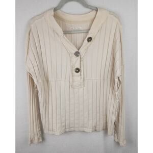 Anthropologie "We The Free" In The Mix Long Sleeve Ribbed Henley button M top
